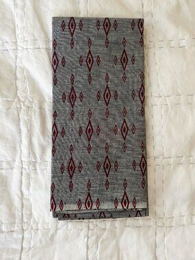 Grey Burgundy Red diamond motif block print unstitched saree lehenga blouse boho